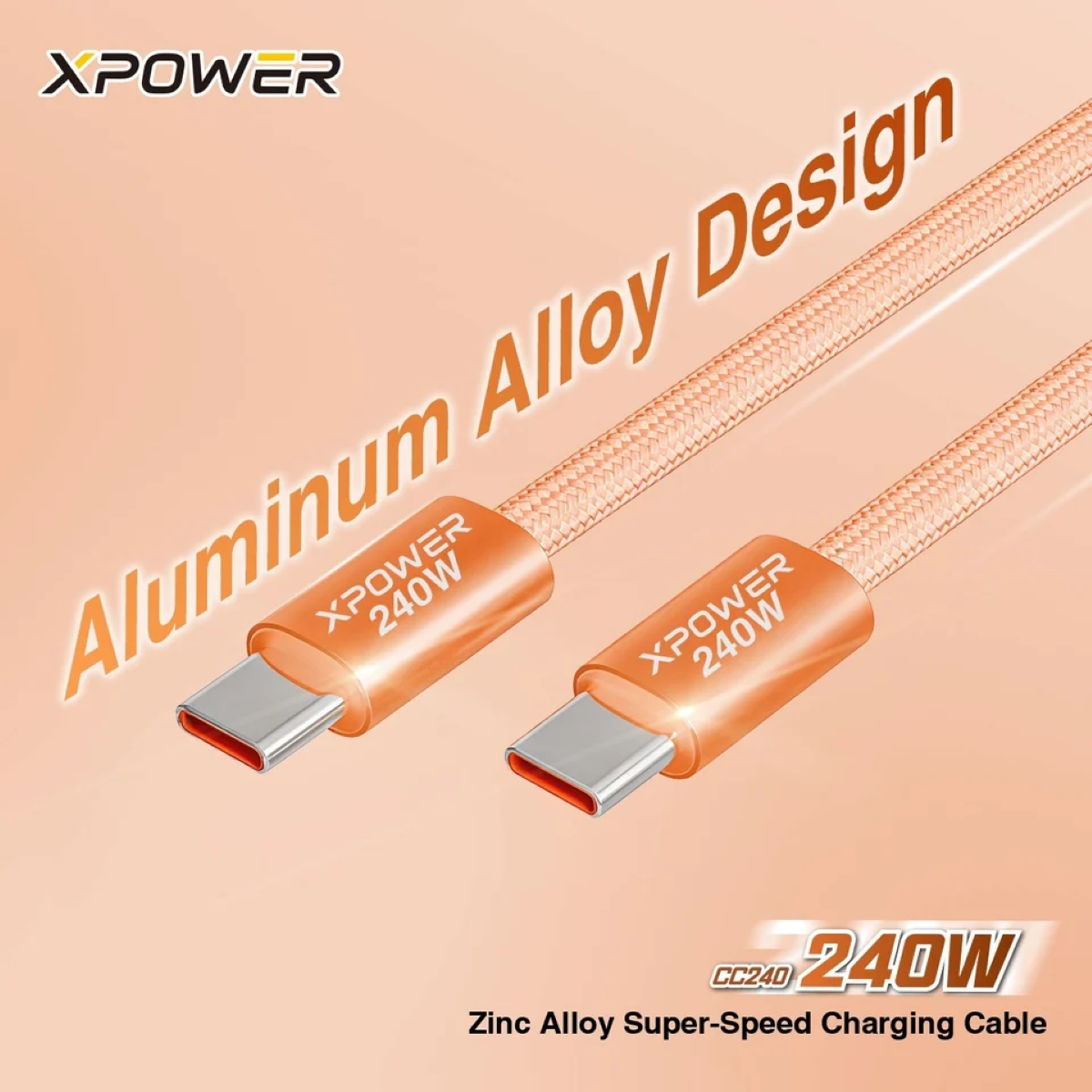 Xpower 240W Super Speed 1.2m Charging Cable CC240, Orange