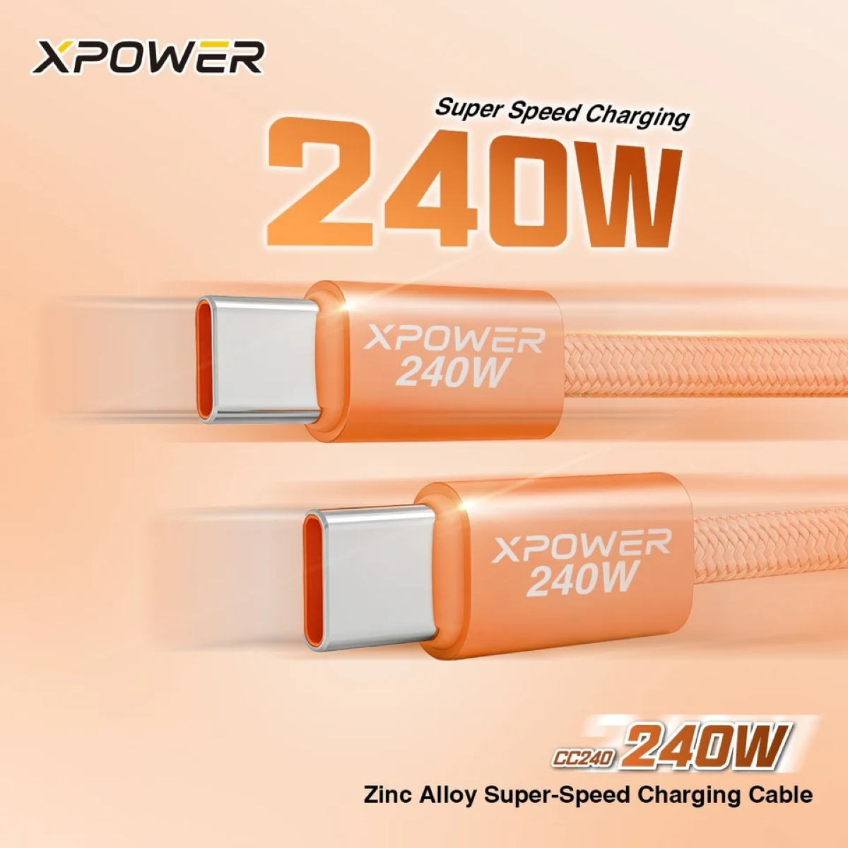 Xpower 240W Super Speed 1.2m Charging Cable CC240, Orange
