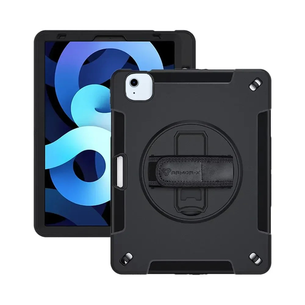 Armor-X Enx Case For iPad Air 4th Gen 10.9 (2020) With Hand Strap & Kick Stand - Black