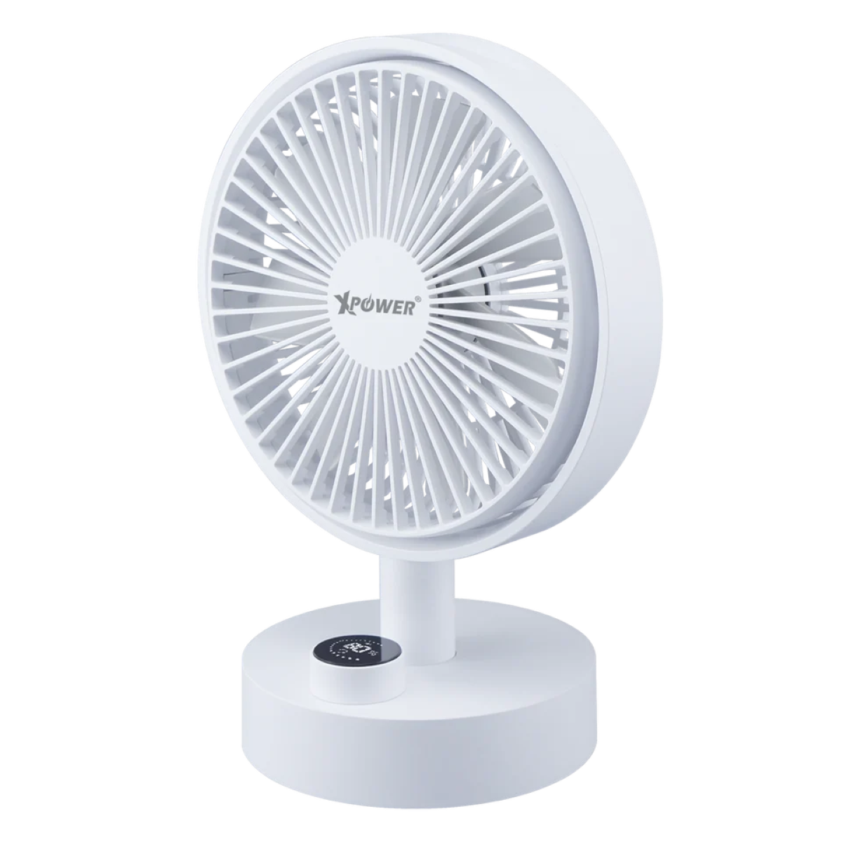 Xpower Wireless Swing Desk Fan with Digital Display, White