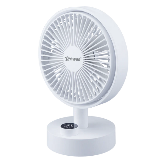 Xpower Wireless Swing Desk Fan with Digital Display, White