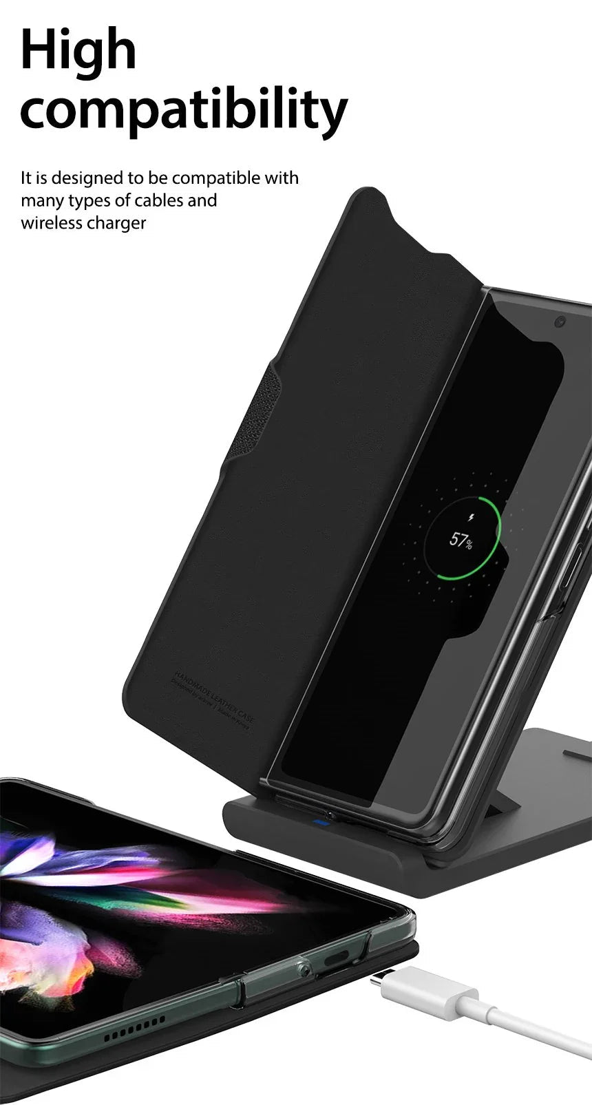 Samsung Z Fold 3 Araree Bonnet Diary Case - Black