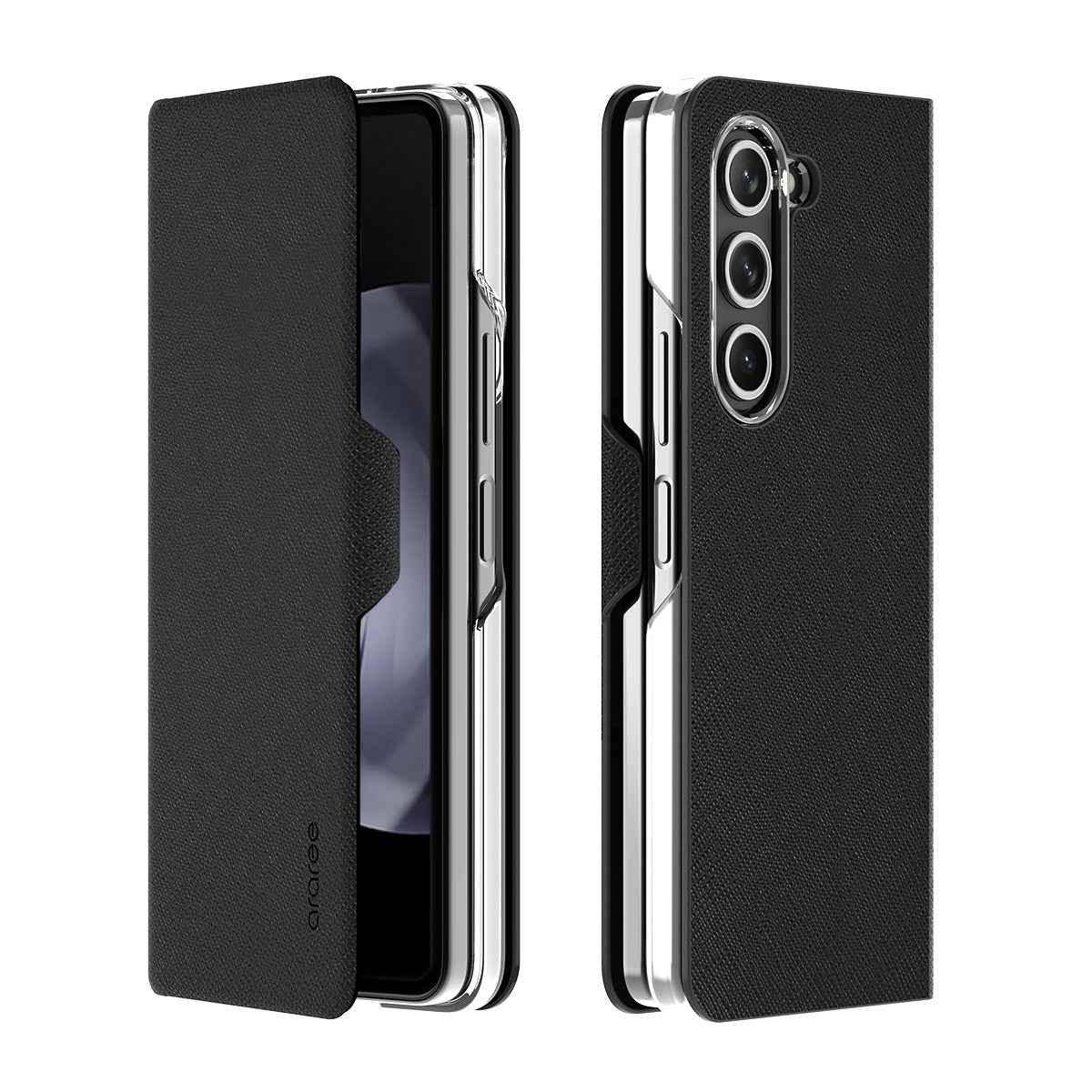 Araree Z Fold 5 Bonnet Diary Flip Case - Black