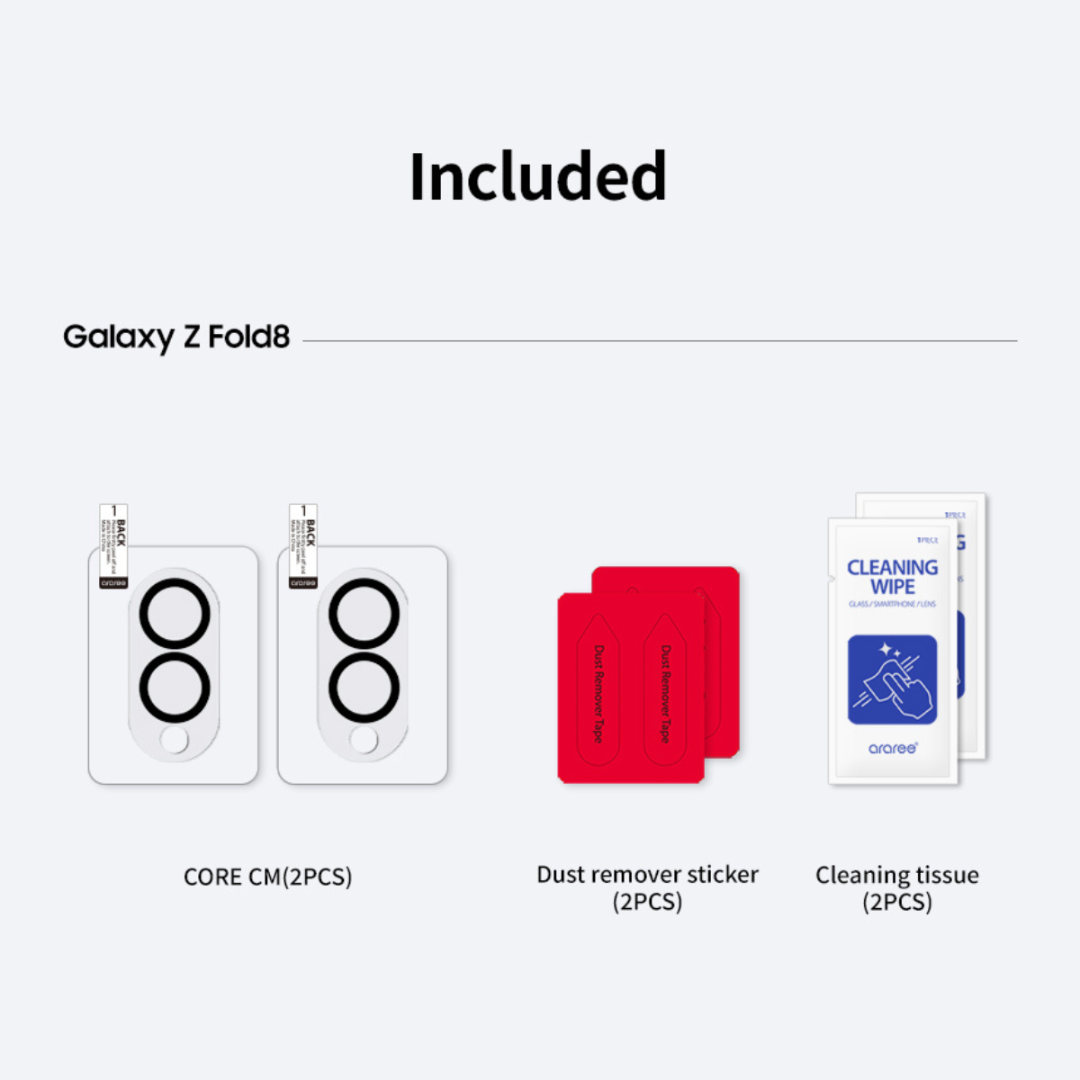 Samsung Z Fold8, Araree Core Camera Protection, Clear (2Pcs)