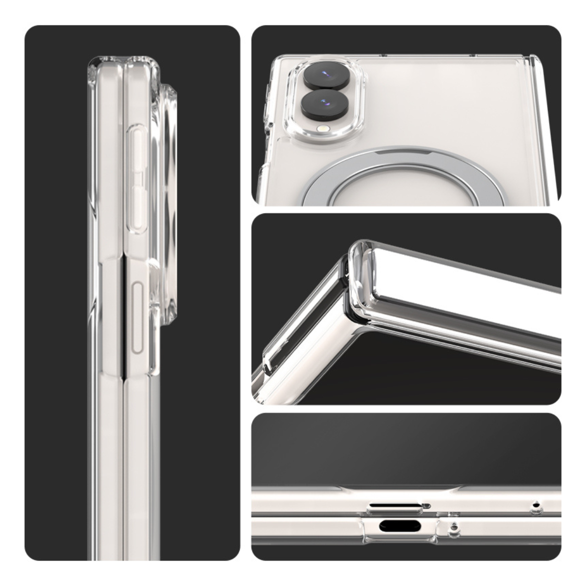 Samsung Z Fold8, Araree Duple 360 Magsafe Stand Cover, Clear