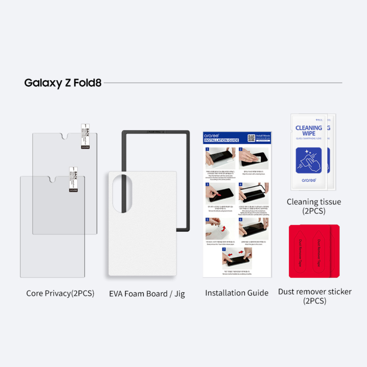 Samsung Z Fold8, Araree Core Glass, Clear (2Pcs)
