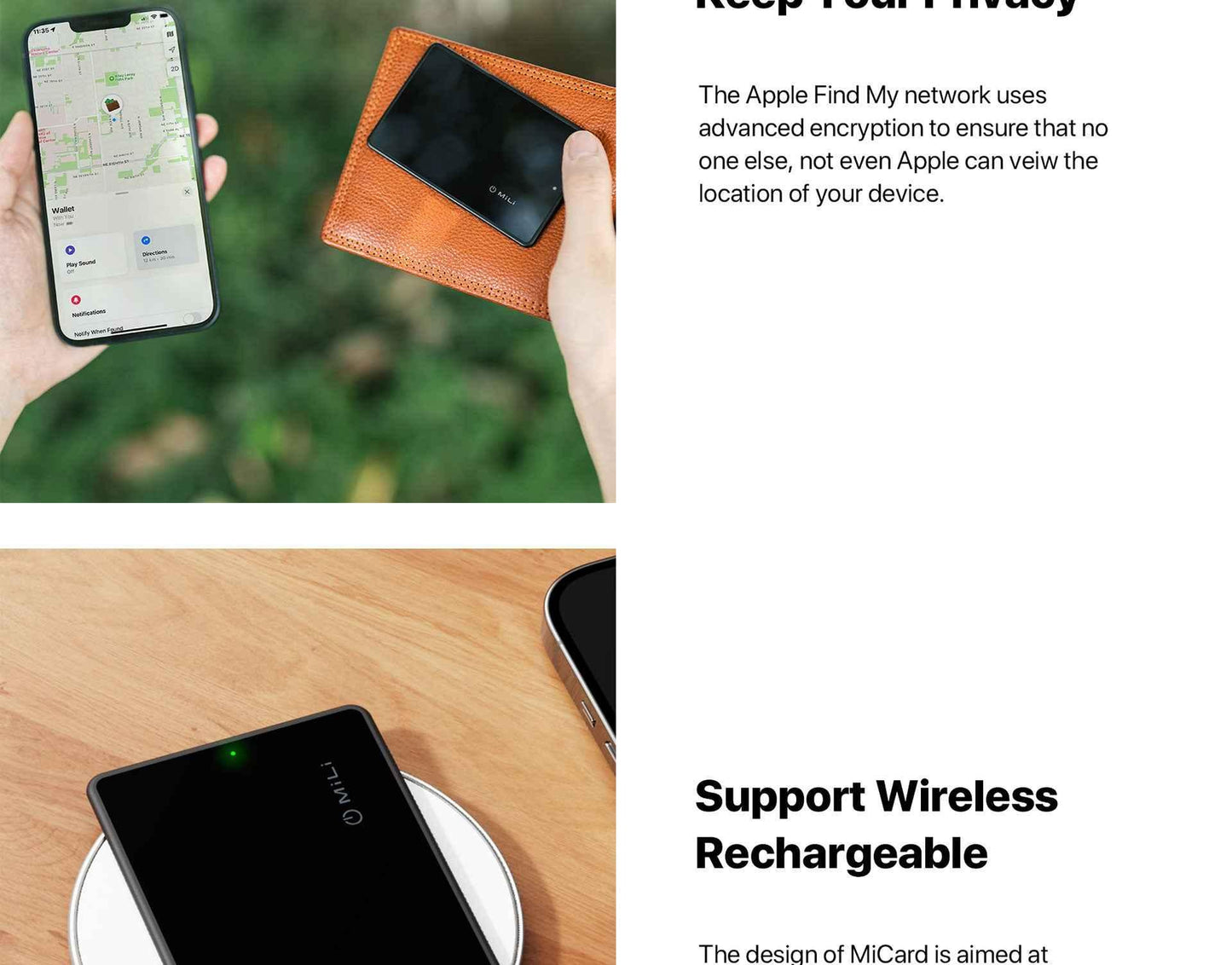 MiLi MiCard Anti Loss Wallet Card - Black