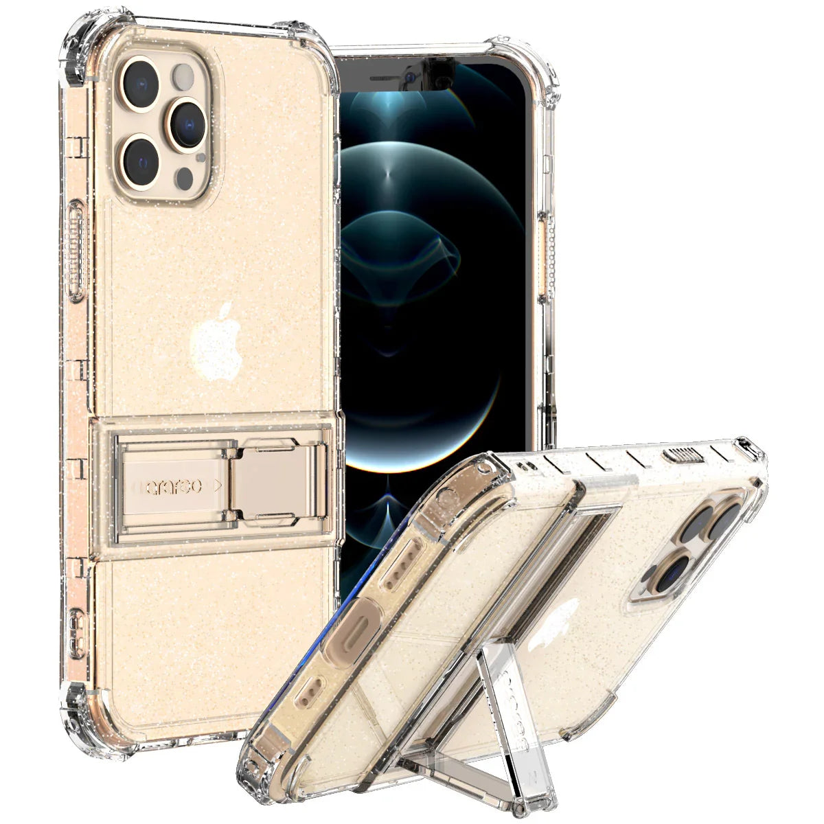 iPhone 12 Pro Max Araree Mach Stand Case - Glitter Clear