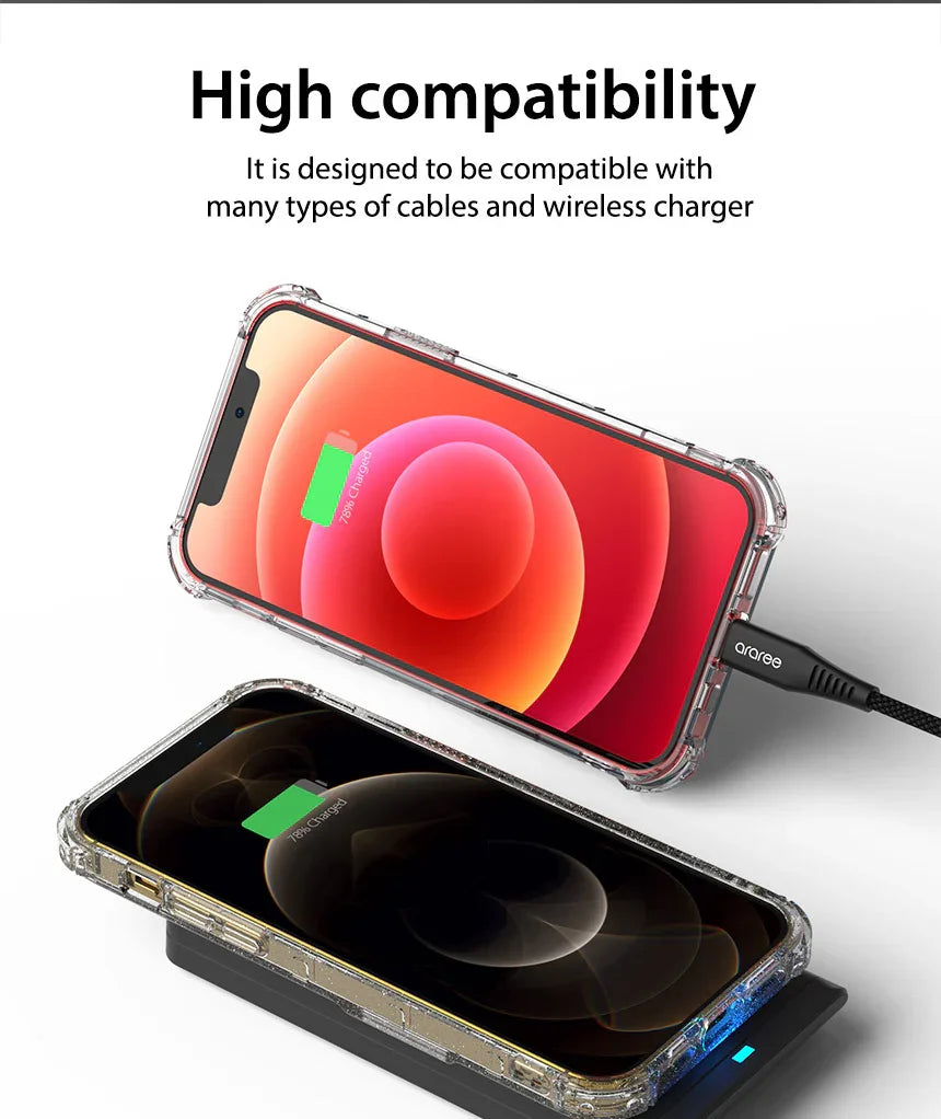 iPhone 12 Pro Max Araree Mach Stand Case - Glitter Clear