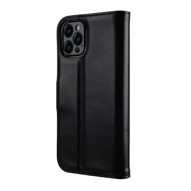 iPhone 14 Pro Max Melkco Book Type Premium Leather Cover - Black