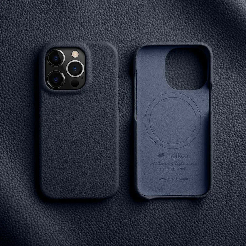 iPhone 14 Pro Max Melkco Premium Leather Magsafe Cover - Dark Blue