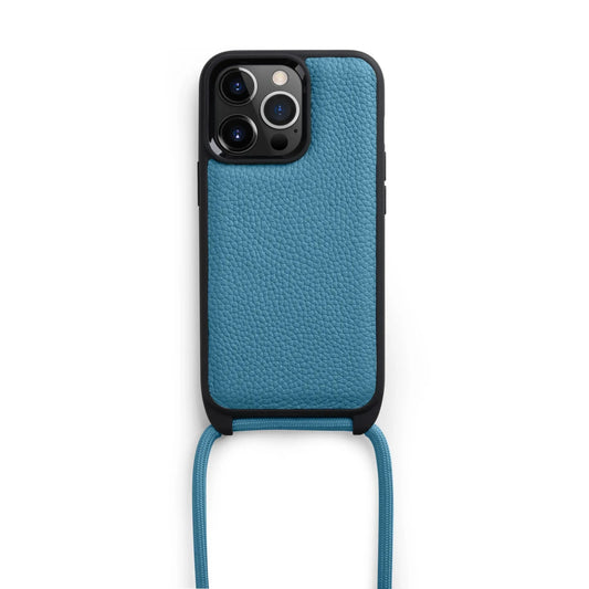 iPhone 14 Pro Melkco Strap Series Leather Case - Sky Blue