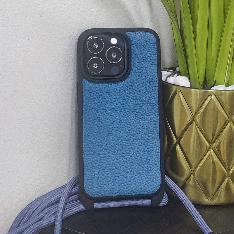 iPhone 14 Pro Max Melkco Strap Leather Case - Sky Blue
