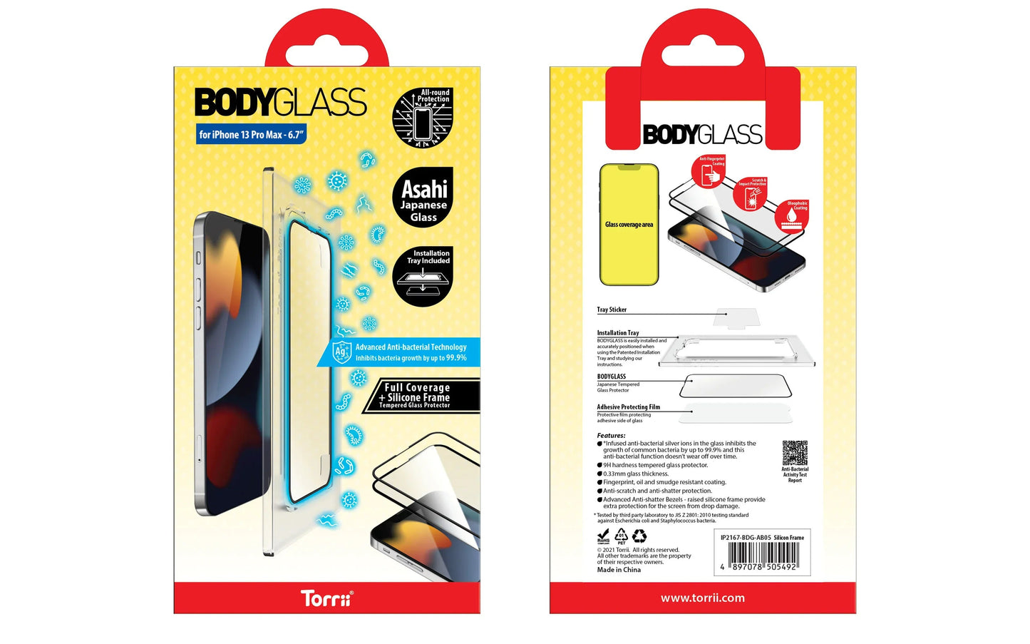 iPhone 13 Pro Max Torrii Bodyglass + Silicone Frame - Black