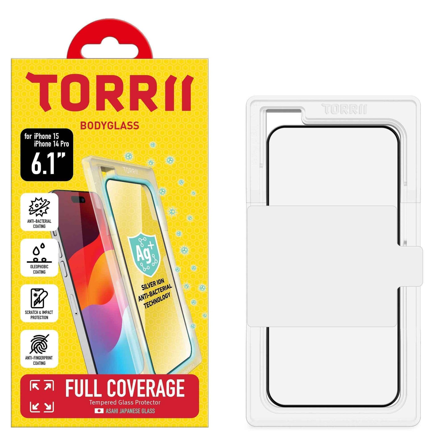 iPhone 15 / 14 Pro Torrii Bodyglass Screen Protector - Full Coverage Black