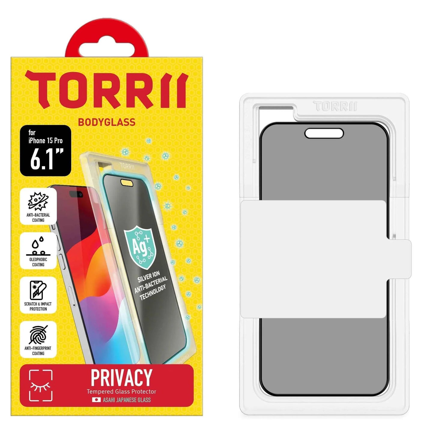 iPhone 15 Pro Torrii Bodyglass Screen Protector - Privacy Black