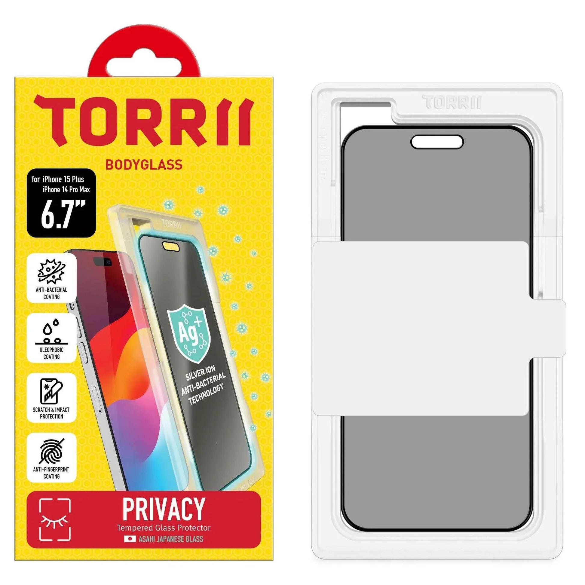 iPhone 15 Plus / 14 Pro Max Torrii Bodyglass Screen Protector - Privacy Black