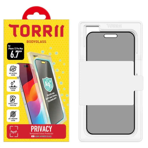 iPhone 15 Pro Max Torrii Bodyglass Screen Protector - Privacy Black