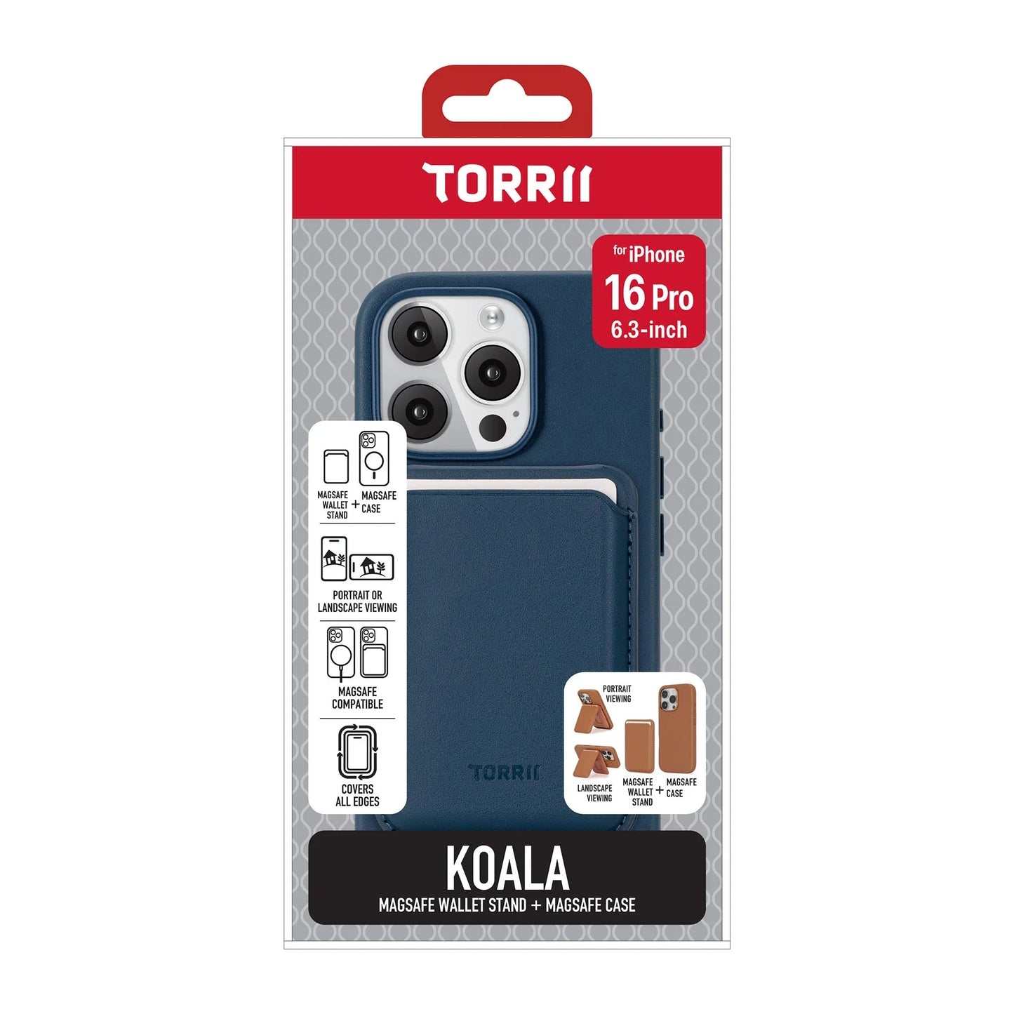 iPhone 16 Pro Torrii Koala MagSafe Case + Wallet Stand - Navy