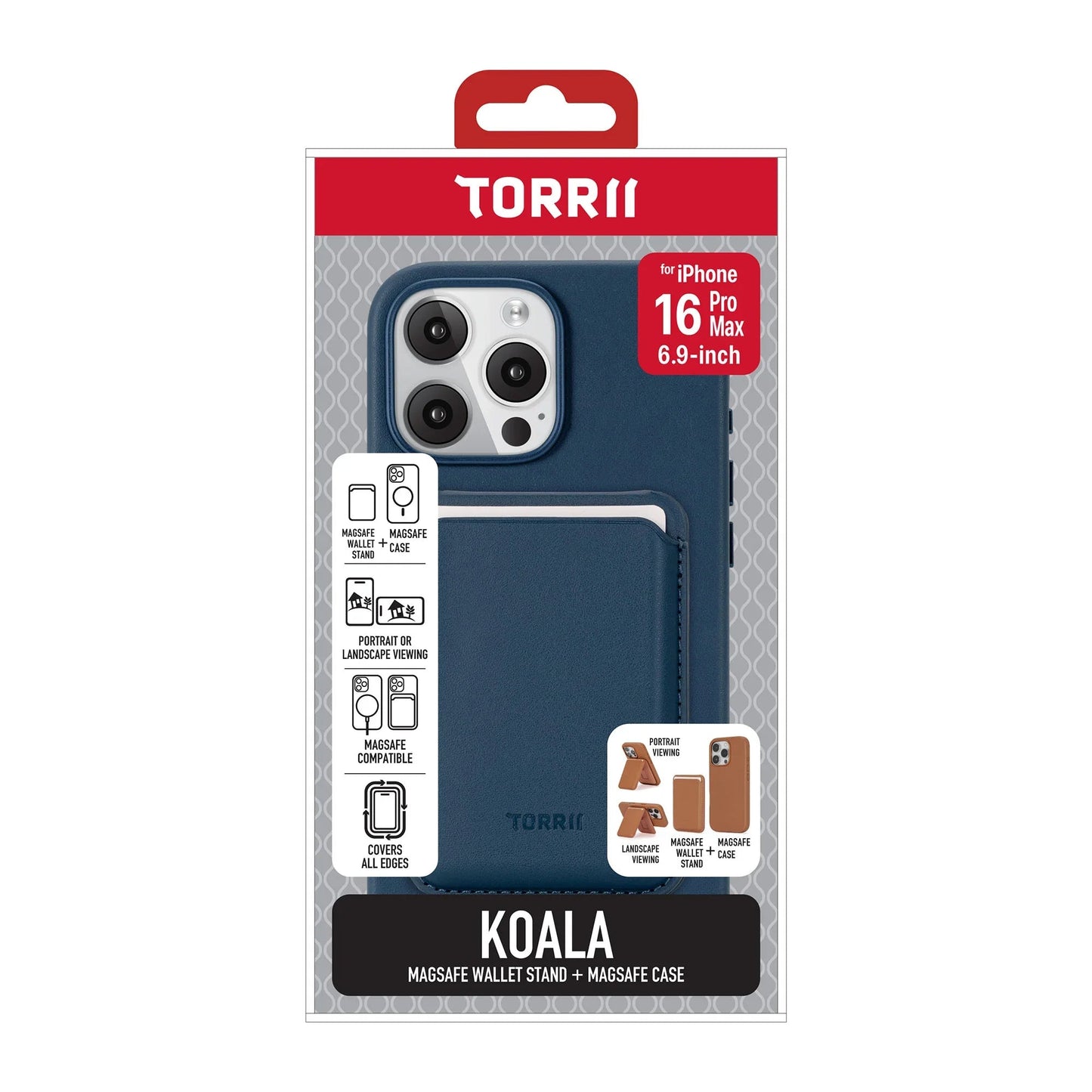 iPhone 16 Pro Max Torrii Koala MagSafe Case + Wallet Stand - Navy