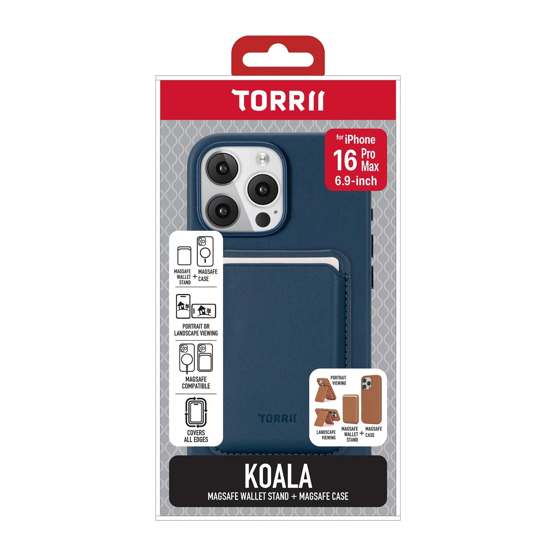 iPhone 16 Pro Max Torrii Koala MagSafe Case + Wallet Stand - Navy