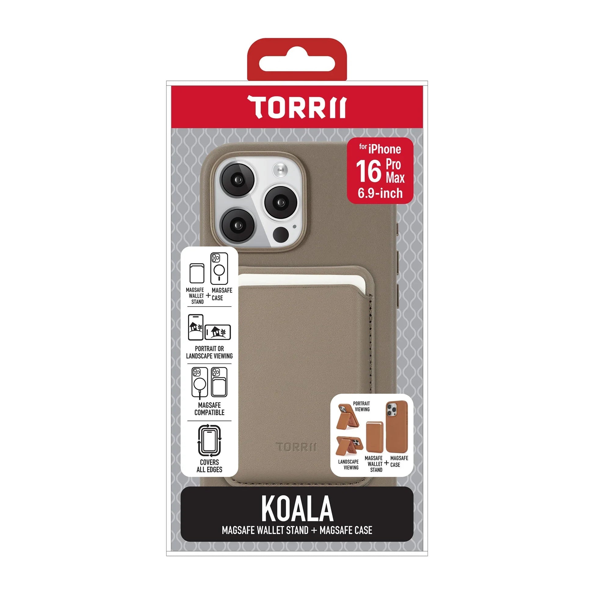 iPhone 16 Pro Max Torrii Koala MagSafe Case + Wallet Stand - Slate Gray