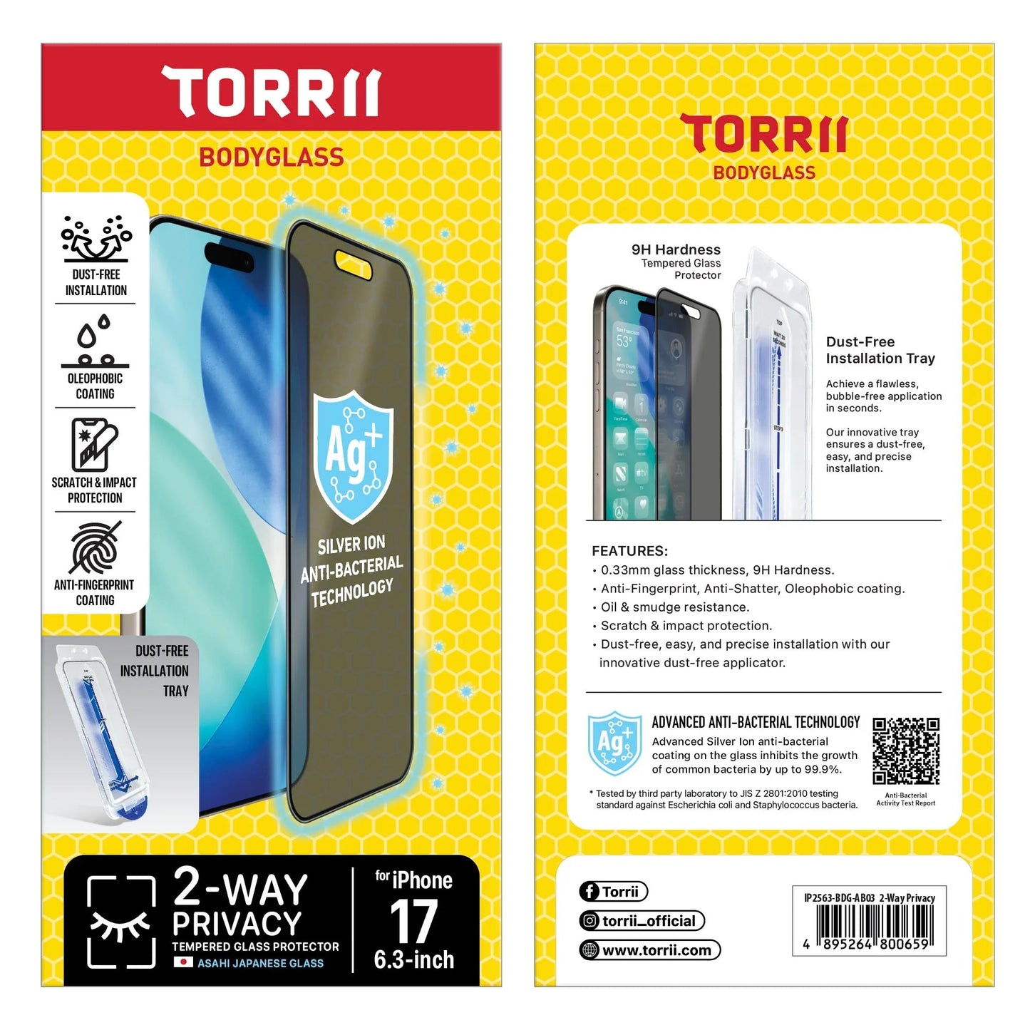 iPhone 17 Torrii Bodyglass Screen Protector - Privacy