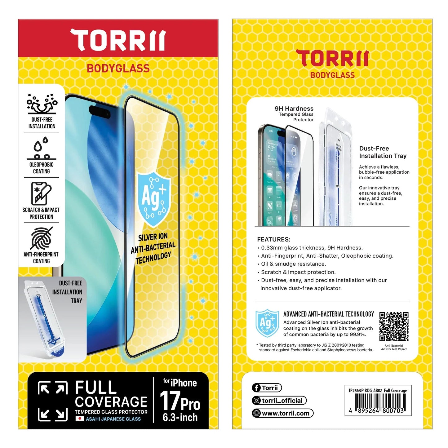 iPhone 17 Pro Torrii Bodyglass Screen Protector - Full Coverage