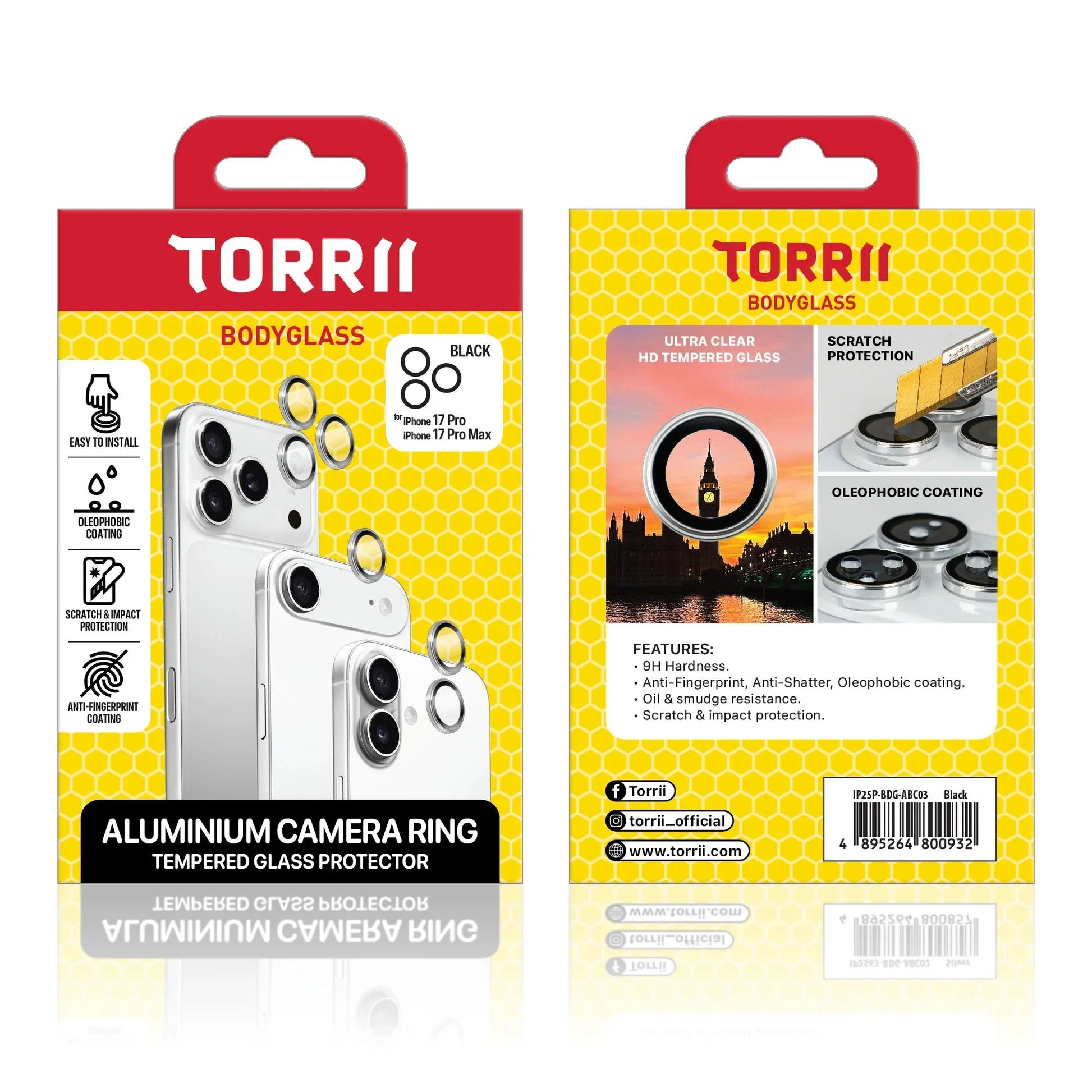 iPhone 17 Pro / 17 Pro Max Torrii Bodyglass Camera Ring - Black