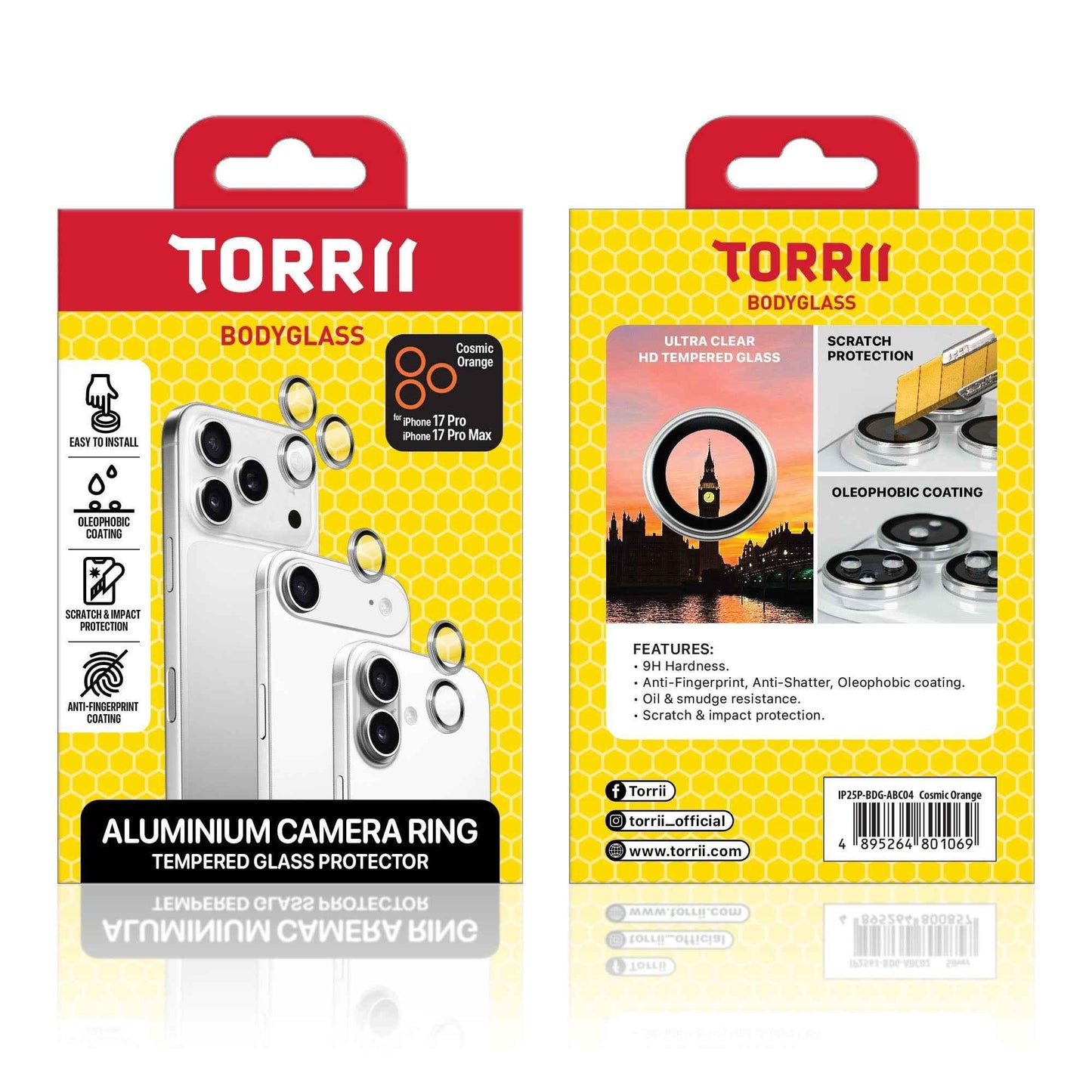 iPhone 17 Pro / 17 Pro Max Torrii Bodyglass Camera Ring - Cosmic Orange