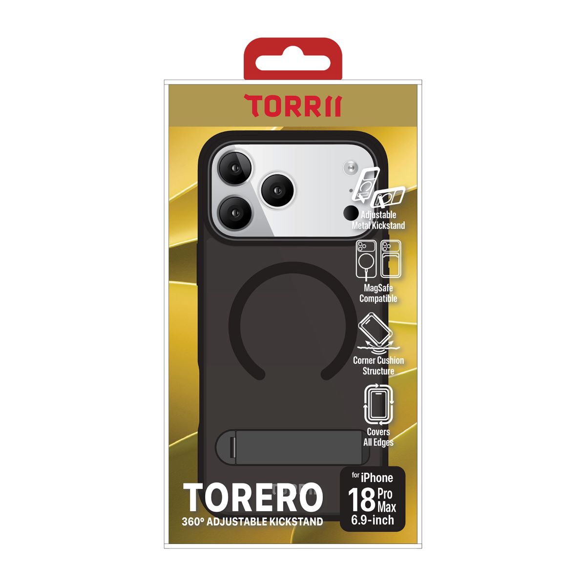 iPhone 18 Pro Max, Torrii Torero Magsafe and Stand Cover, Black