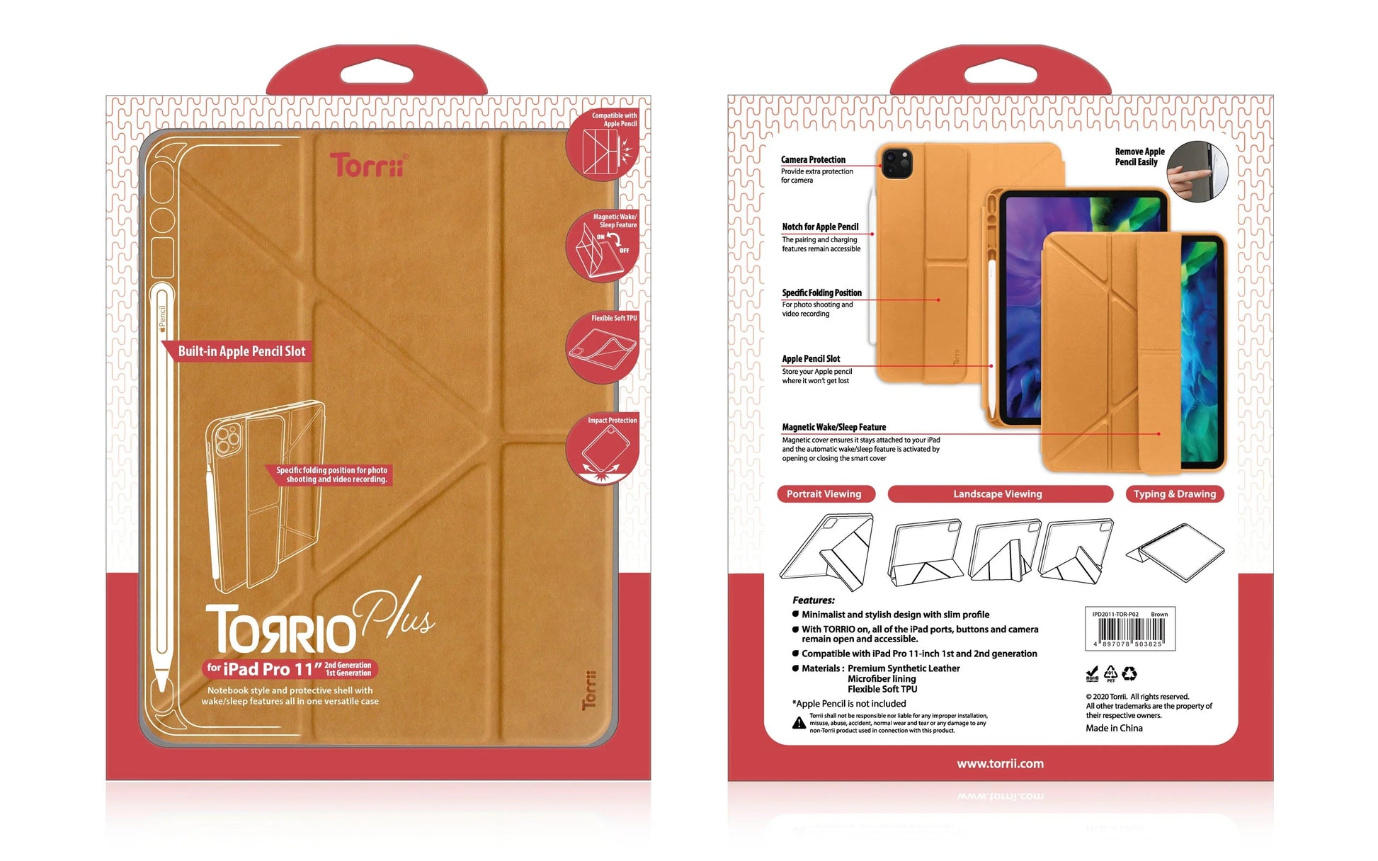 Torrii Torrio Plus Case For iPad Pro 11 (2020)- Brown
