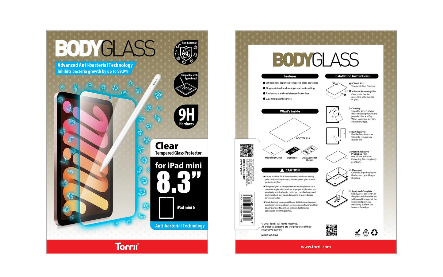 Torrii Bodyglass iPad Mini 7 & 6 Screen Protector Glass - Clear