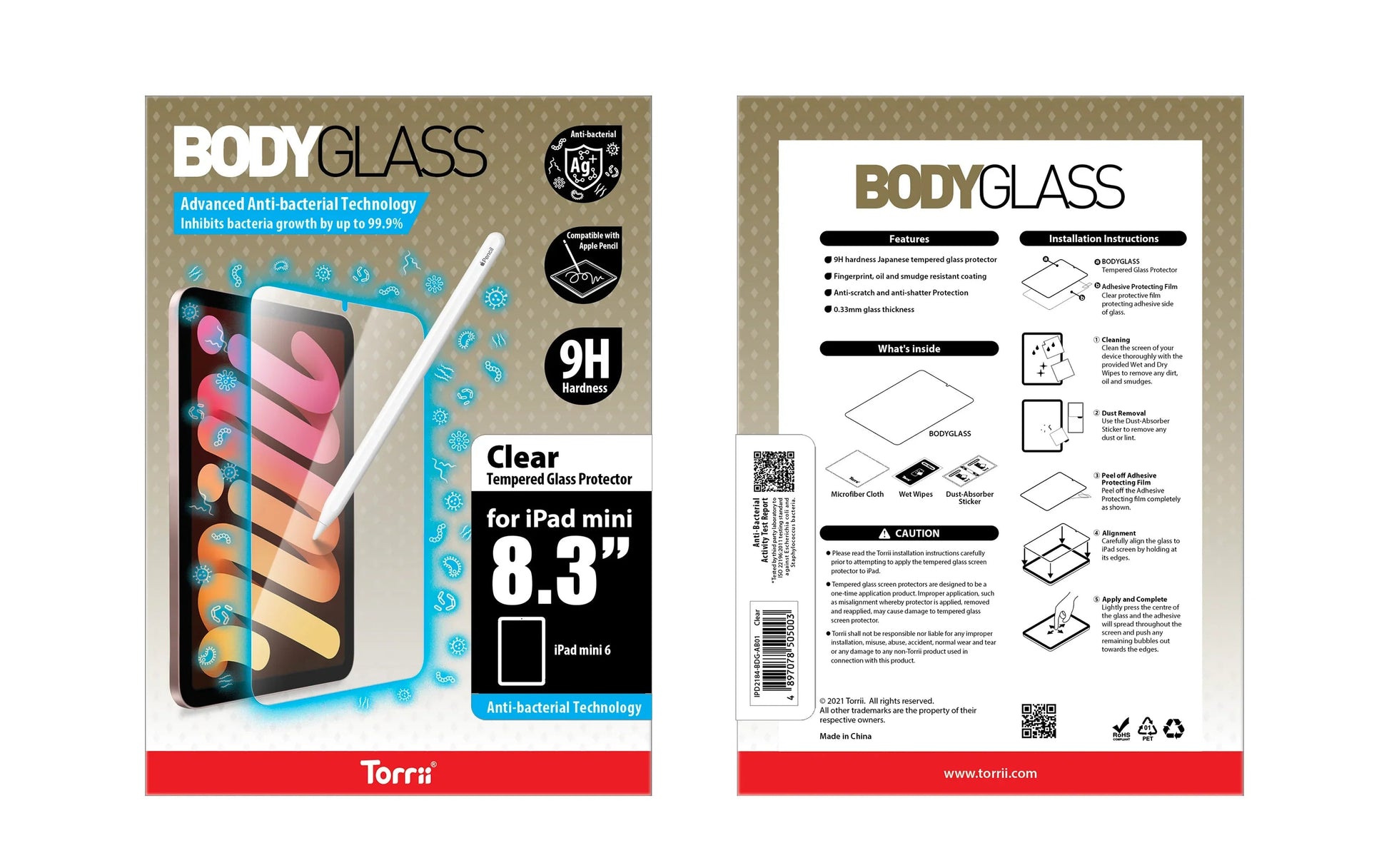 Torrii Bodyglass iPad Mini 7 & 6 Screen Protector Glass - Clear
