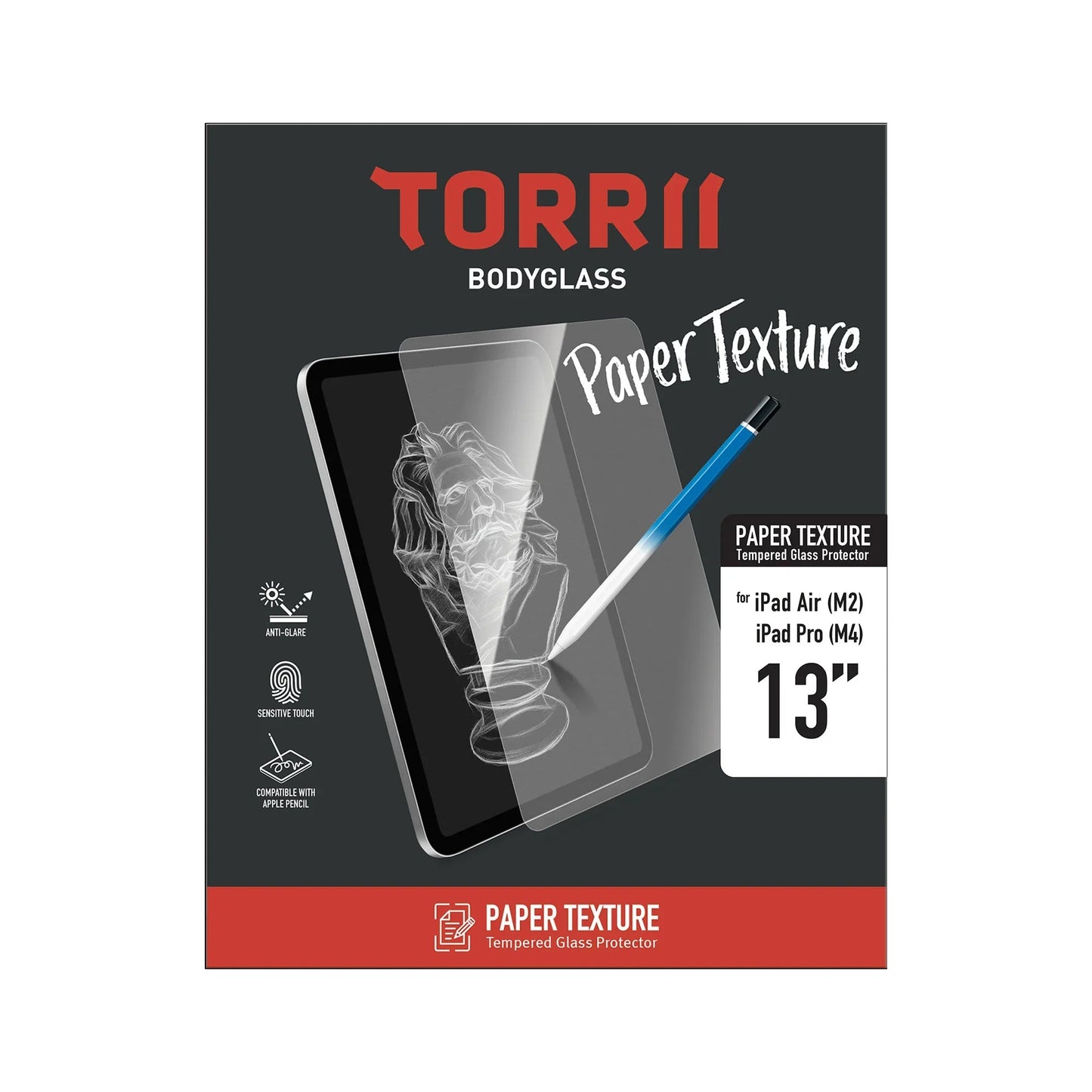 Torrii Bodyglass iPad Pro 13 (M5 & M4) & iPad Air 13 (M3 & M2) Screen Protector - Paper Texture