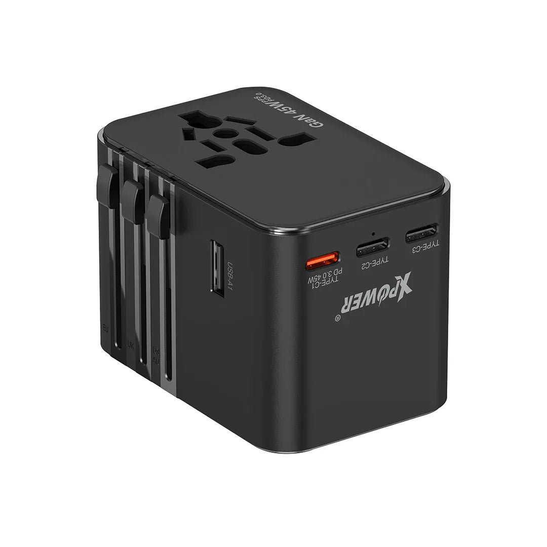 XPower 45W GaN Travel Adapter 6 Output TA45B - Black