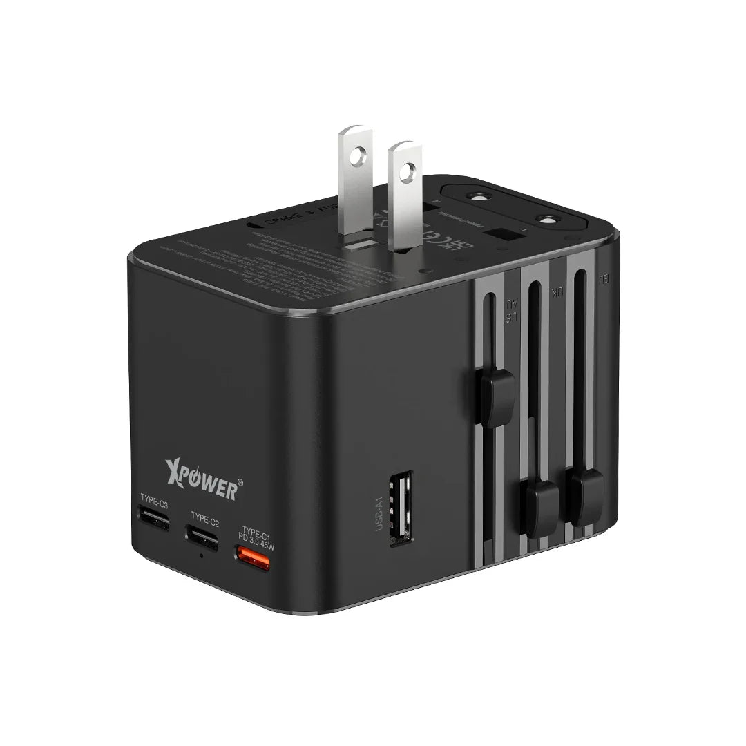 XPower 45W GaN Travel Adapter 6 Output TA45B - Black