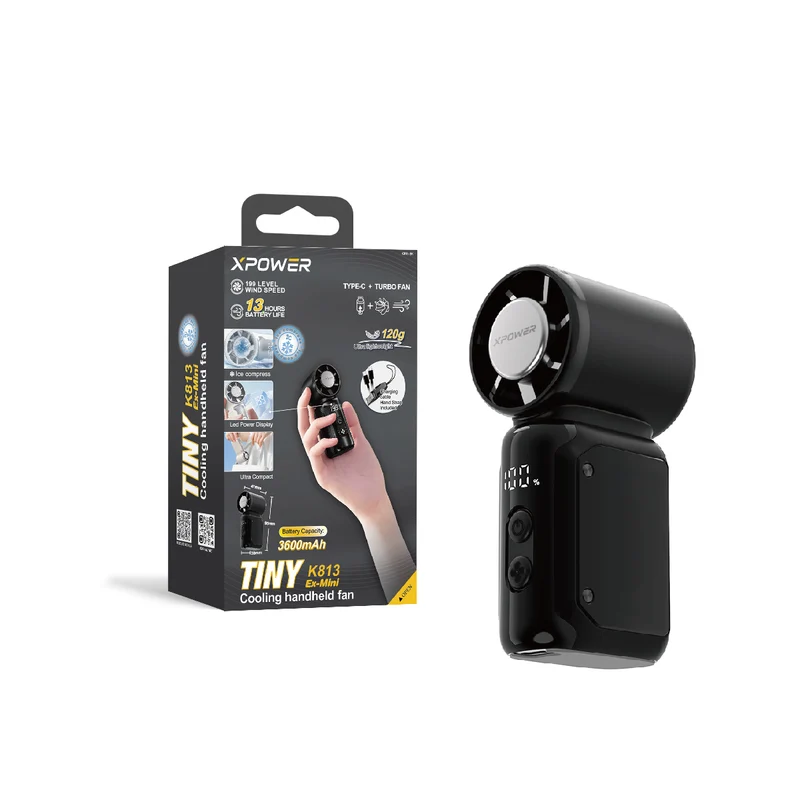 Xpower Tiny Cooling Handheld Fan, Black