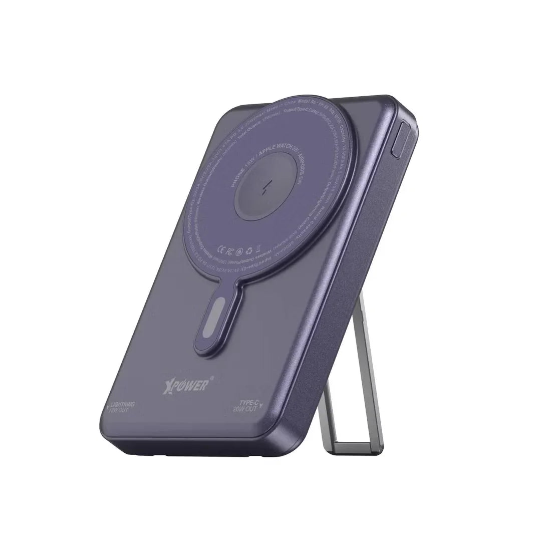 Xpower 10000mAh 7 in 1 Wireless Powerbank with Stand and Cable M10R, Purple