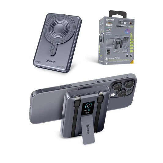 XPower 7in1 10000mAh Wireless MagSwift Power Bank - Grey