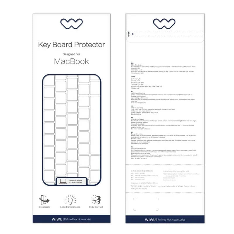 Wiwu Laptop Keyboard Protector For Macbook Air 13 - Clear