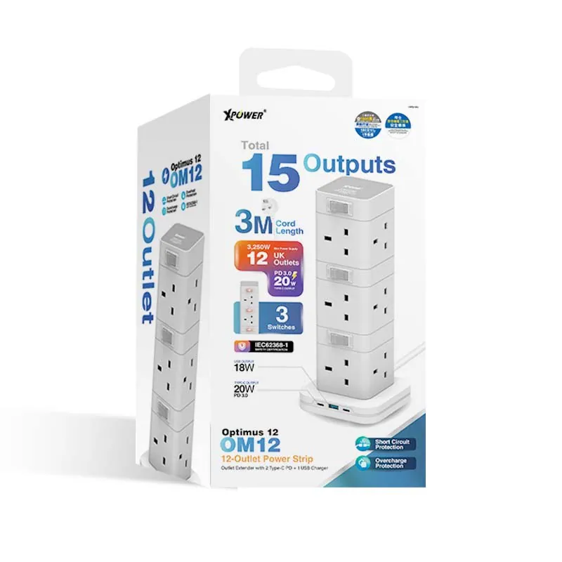 Xpower 15 Output Power Strip, OM12 3M, White