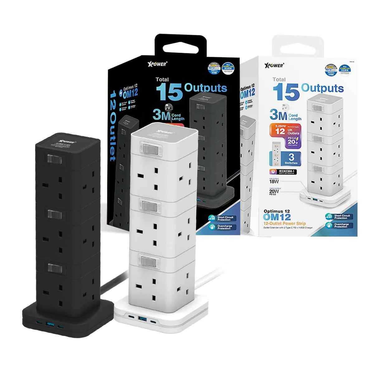 Xpower 15 Output Power Strip, OM12 3M, White