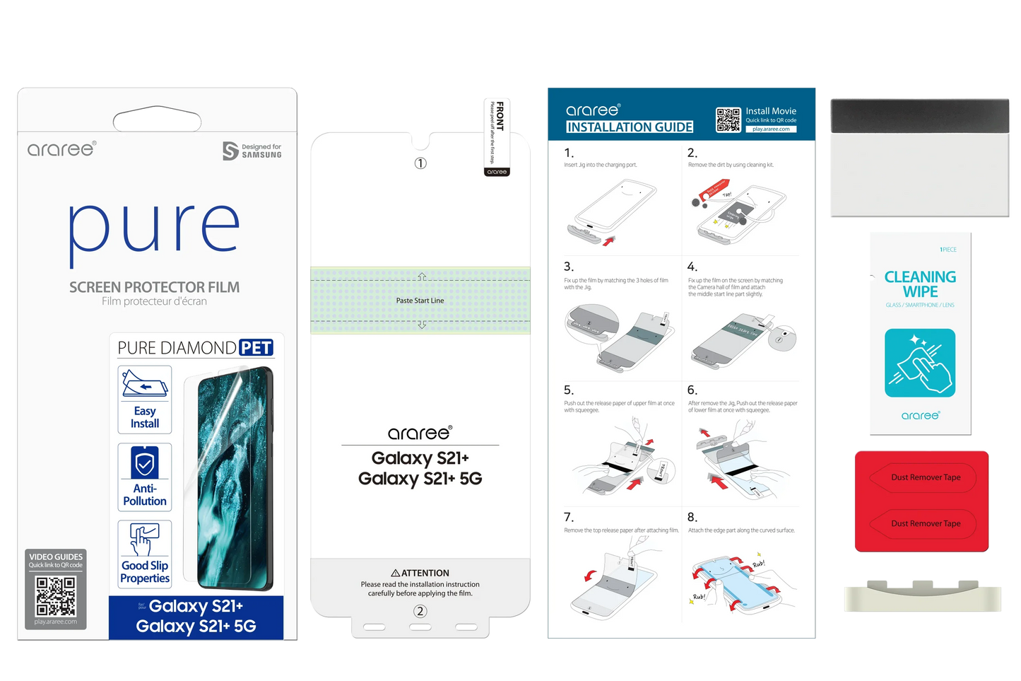 Samsung S21 Plus, Araree Pure Diamond Screen Protector - Clear