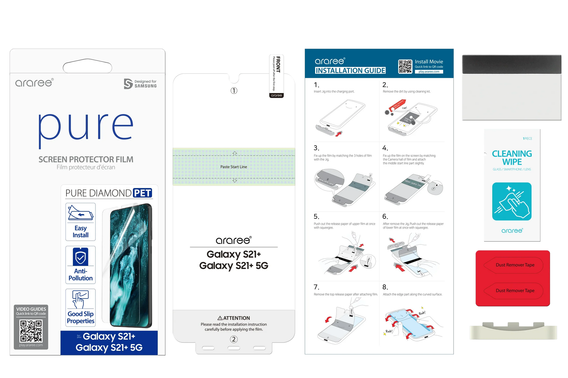 Samsung S21 Plus, Araree Pure Diamond Screen Protector - Clear