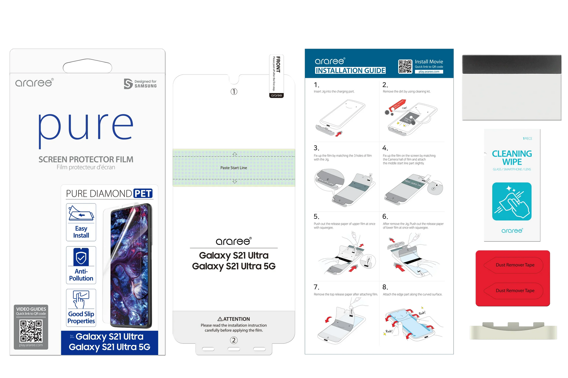 Samsung S21, Araree Pure Diamond Screen Protector - Clear