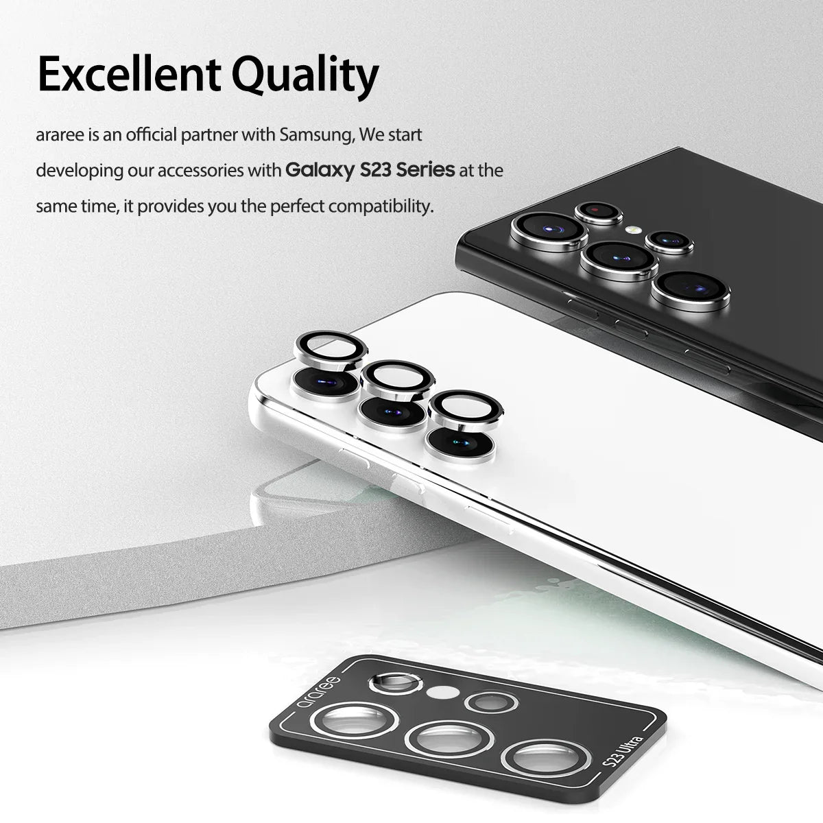 Samsung S23 Ultra, Araree Metal Ring Camera Lens Protector - Clear