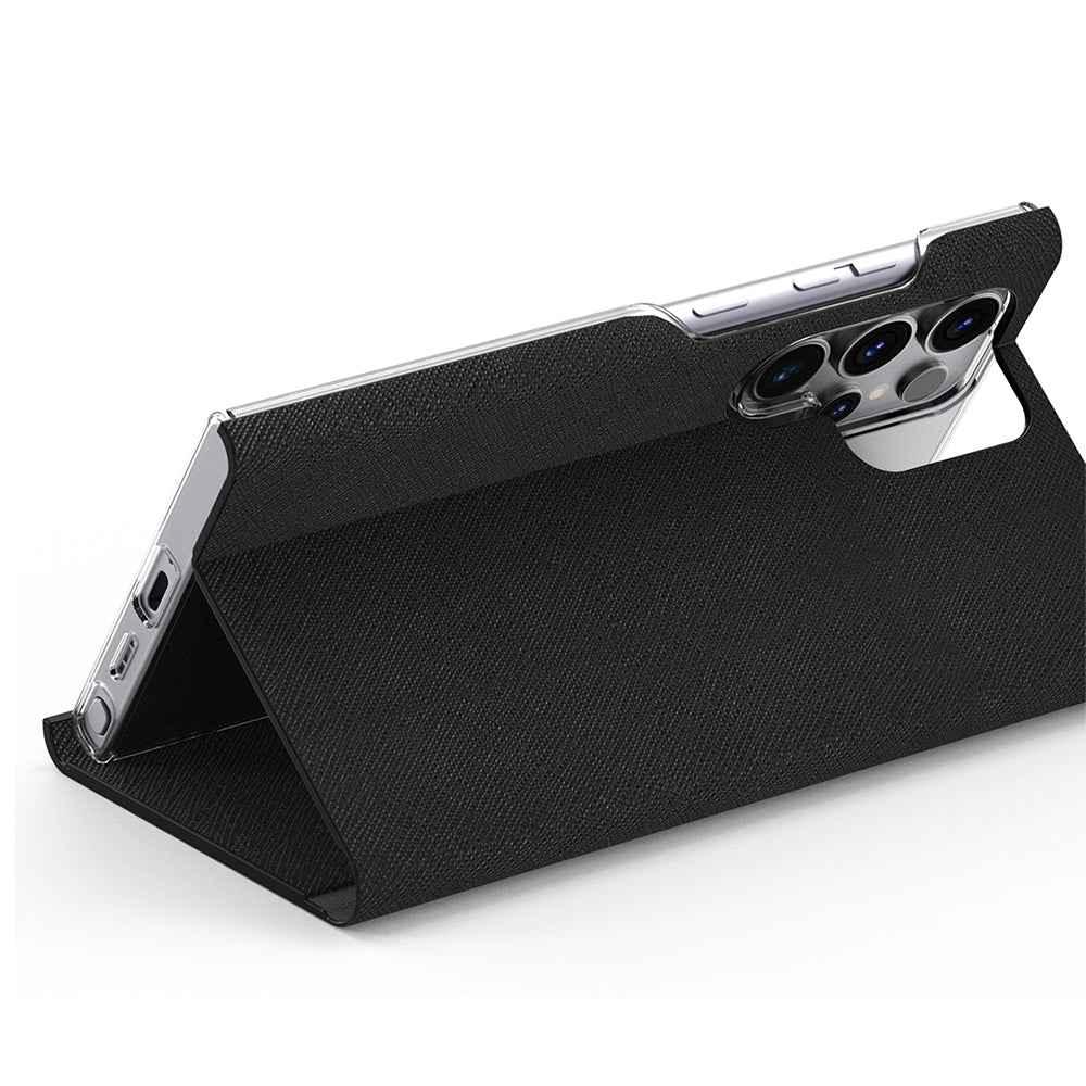 Galaxy S24 Ultra Araree Bonnet Dairy Stand Wallet Case - Black