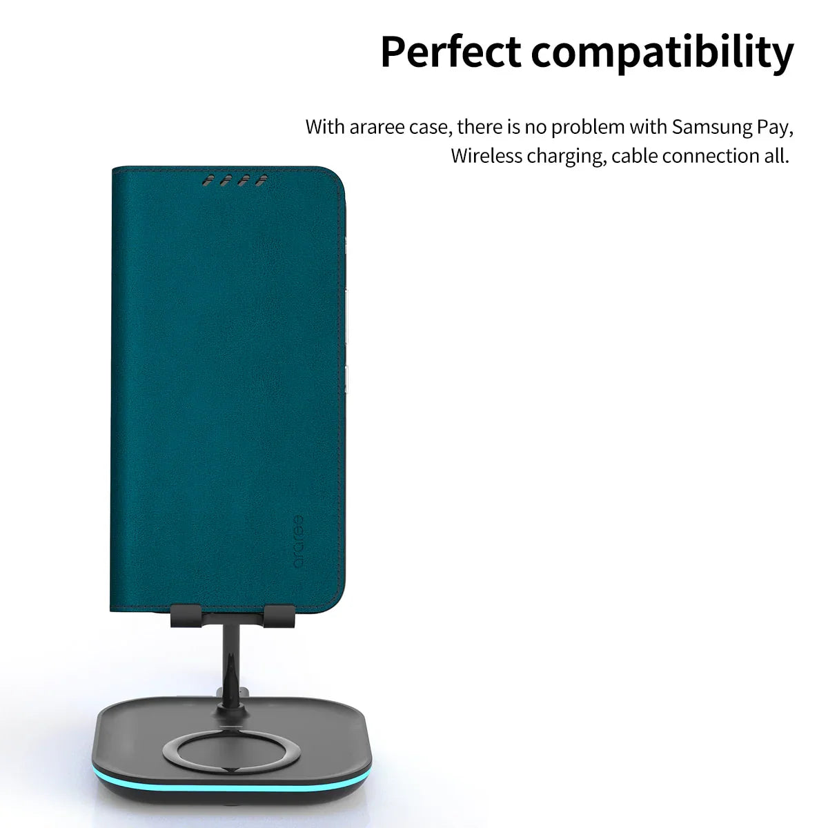 Galaxy S24 Ultra Araree Mustang Diary Wallet Case - Ash Blue