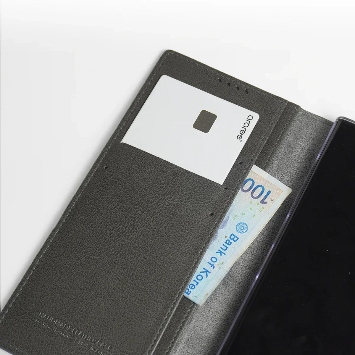 Galaxy S24 Ultra Araree Mustang Diary Wallet Case - Charcoal Gray